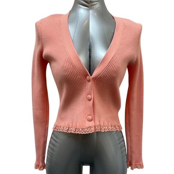 For Love & Lemons Nina Cardigan Small Pink - Picture 1 of 4